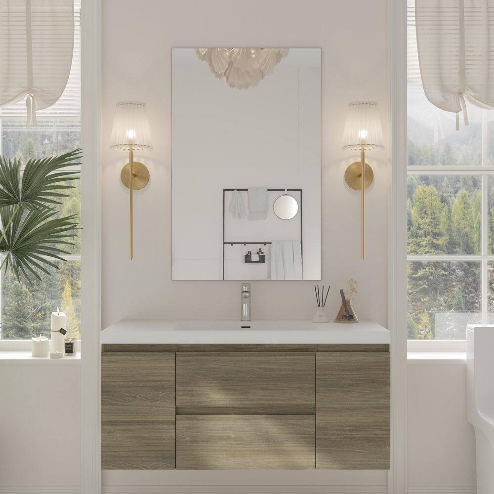 48 in. W Single Sink Floating Bath Vanity in Ash Grey with White Solid Surface Sink Top price history on PriceWatchPro