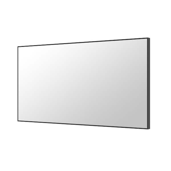 55 in. W x 30 in. H Aluminum Framed Rectangular Vanity Wall Mounted Mirror in Matte Black
