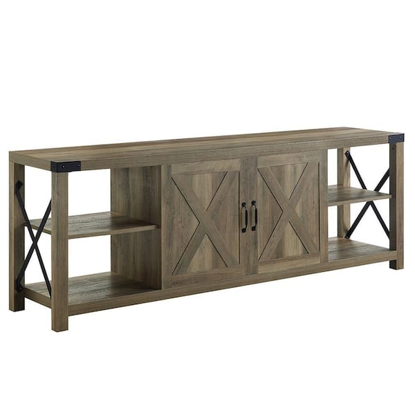 Acme Furniture Abiram Rustic Oak TV Stand Fits TV's up to 70 in. with ...