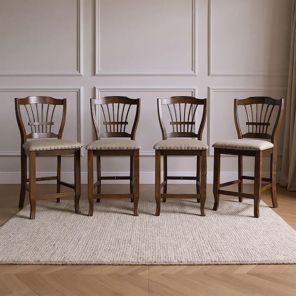 New Classic Furniture Bixby Espresso Wood Counter Chair with Fabric Cushion (Set of 4)