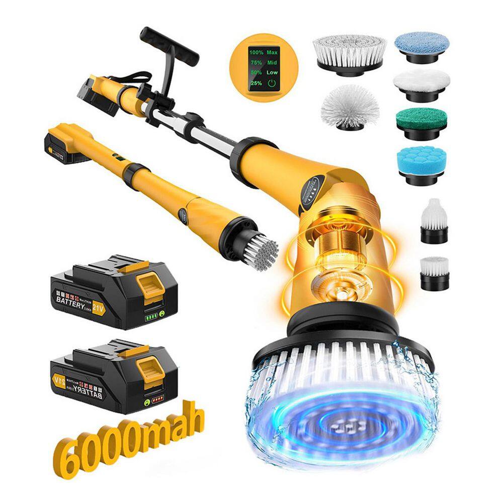 "Cordless Spin Scrubber with 5"" Brush, 8-Piece Brush Set, 50"" Telescopic Handle for Bath Tub Tile Floor Cleaning" price history on PriceWatchPro