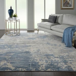 Rustic Textures Grey/Blue 9 ft. x 13 ft. Abstract Contemporary Area Rug