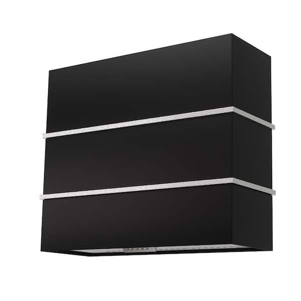Akicon 36 in. Stainless Steel Ducted Wall Mount Range Hood with Powerful 600 CFM Vent Motor, 3-Speed, in Black with Nickel