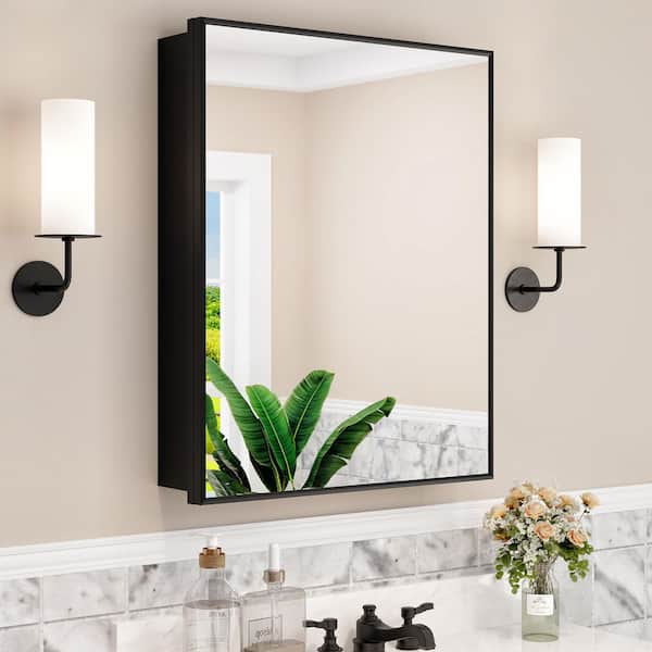 Zora 14 in. W x 24 in. H Rectangular Framed Medicine Cabinet with Mirror, Adjustable Shelves, Recessed or Surface Mount