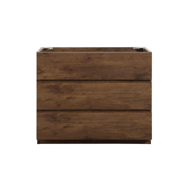 35.5 in. W x 17.9 in. D x 32.3 in. H Bath Vanity Cabinet without Top with 3-Drawers in Brown