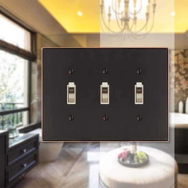 Ansley 3 Gang Toggle Metal Wall Plate - Aged Bronze