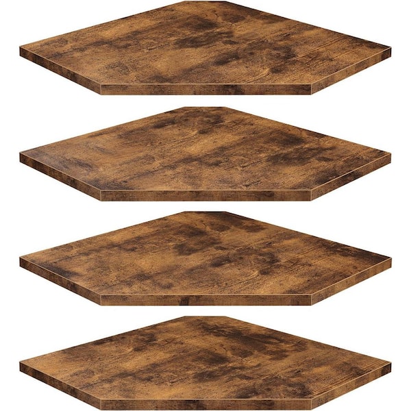 11.81 in. x 1.58 in. x 11. 81 in. Brown Floating Shelf Decorative Wall Shelf Set of 4