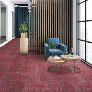Elite Single Reflective Path Red Com/Res 24 in. x 24 in. Adhesive Carpet Tile square W/Cush 1 tiles/Case 1 sq. ft.