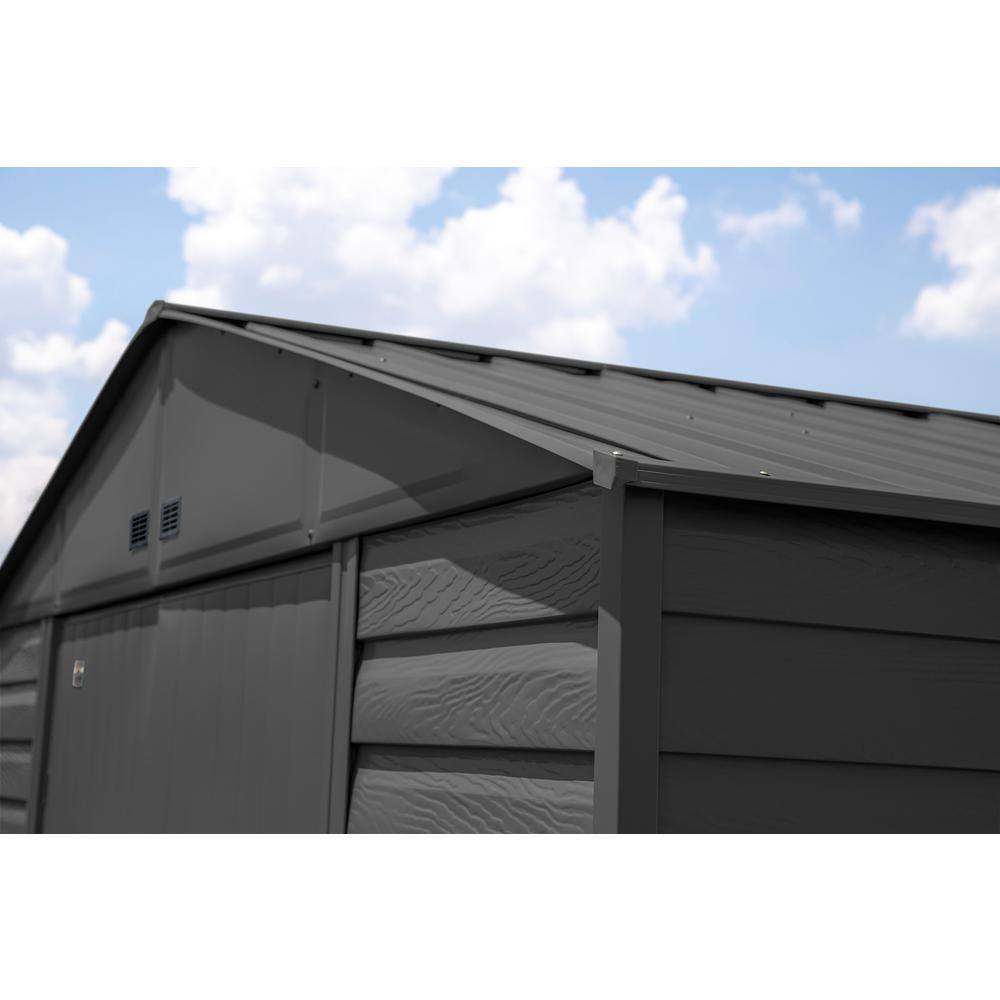 Charcoal 10' x 8' Galvanized Steel Peak Roof Storage Shed