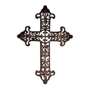 Litton Lane Copper Metal Cross Biblical Sculpture 71895 - The Home Depot