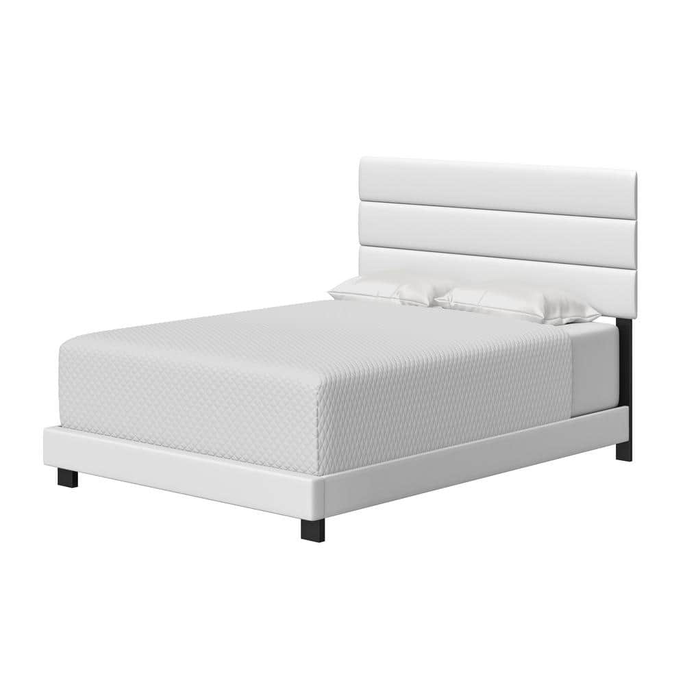 Napoli King-Size Modern Tri-Panel White Faux Leather Bed Frame