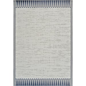 Maise Cream Blue 4 ft. x 6 ft. Modern Abstract Indoor Outdoor Area Rug