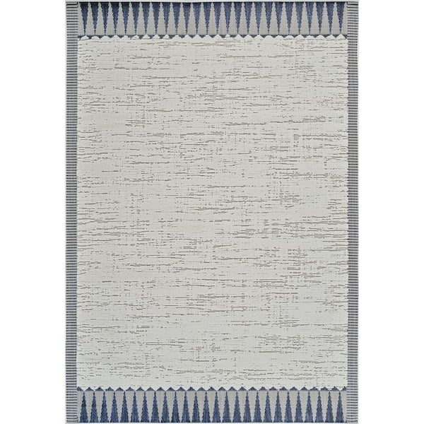 Rug Branch Maise Cream Blue 4 ft. x 6 ft. Modern Abstract Indoor Outdoor Area Rug