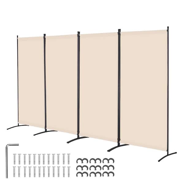 SVOPES 4-Panel Room Divider, Folding Privacy Screen, Portable Partition for Office Study, Freestanding Partition Beige Polywire