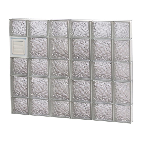 Clearly Secure 42.5 in. x 32.75 in. x 3.125 in. Frameless Ice Pattern Glass Block Window with Dryer Vent