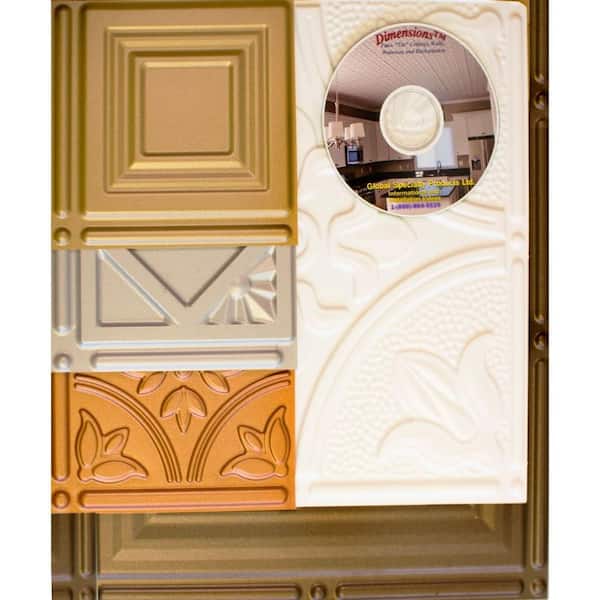 Global Specialty Products 6 in. x 6 in. Tin Style Ceiling and Wall Tiles Sample Box