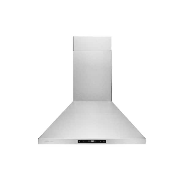 HAUSLANE 30 in. Convertible Wall Mount Range Hood with Changeable LED Touch Control Baffle Filters in Stainless Steel