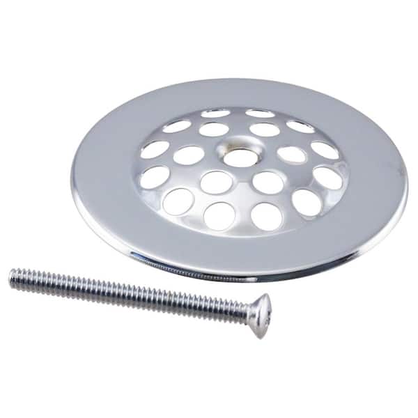 Westbrass D3311-F-26 1.38 in. Bath Drain with Grid and Screw - Polished Chrome