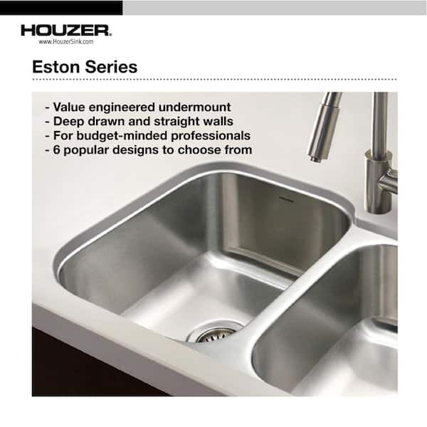 Houzer STS-1300-1 Eston Series Undermount Stainless Steel Single Bowl Kitchen Sink, 18 Gauge Houzer STS-1300-1 Eston Series Undermount Stainless Steel Single Bowl Kitchen Sink, 18 Gauge