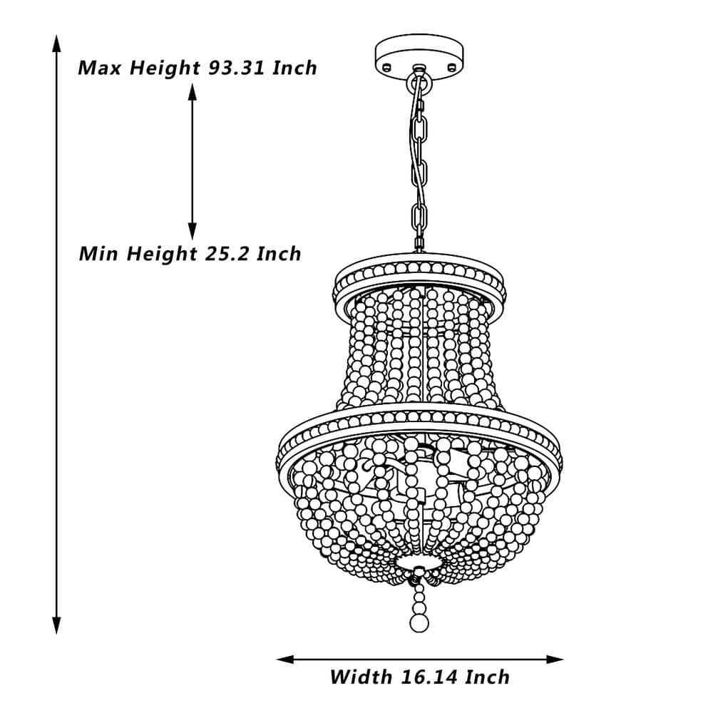 Oil Rubbed Bronze Beaded Empire Chandelier with Wooden Accents