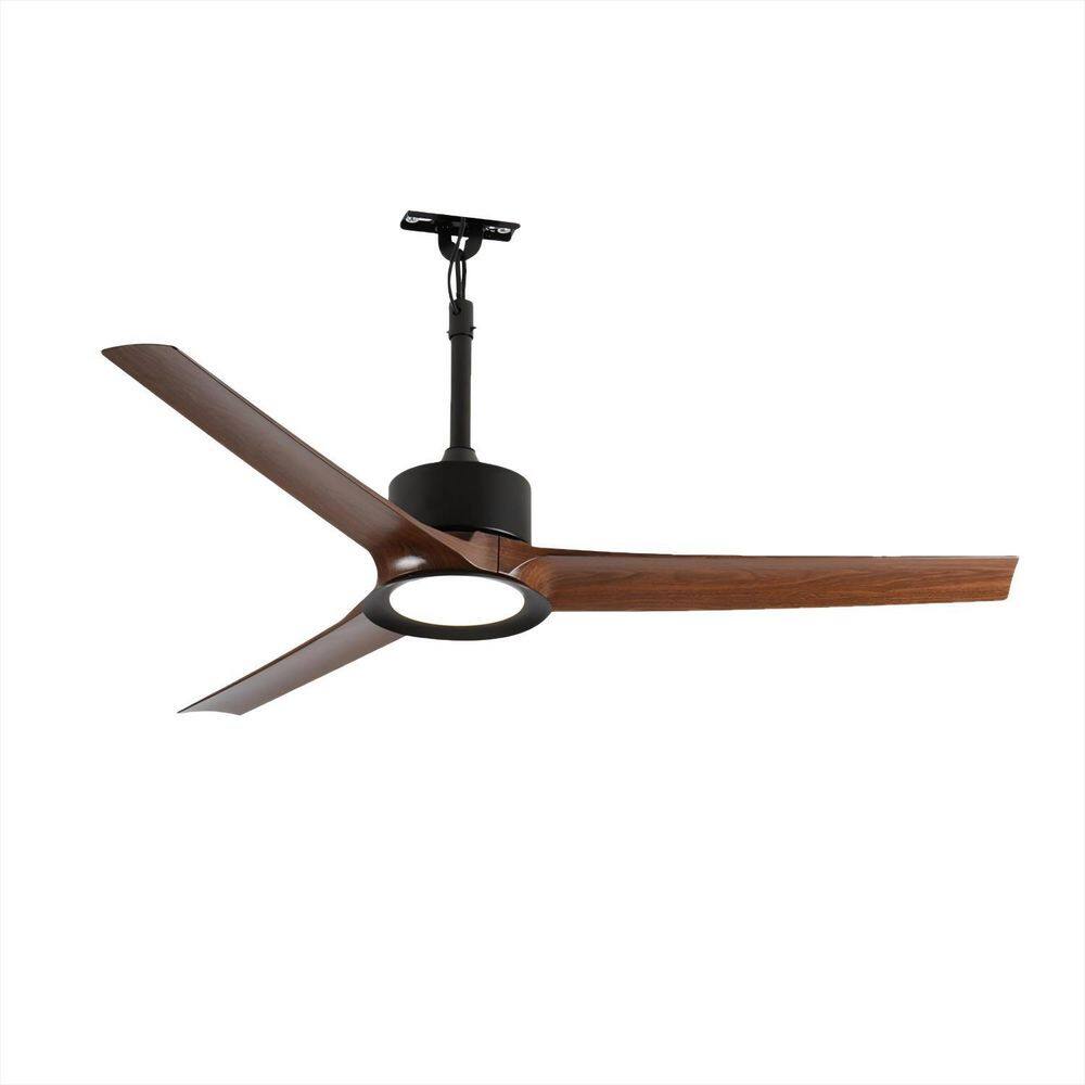 52 in. Black 3 ABS Blades Downrod Outdoor Ceiling Fan with LED Light and Remote Control Included price history on PriceWatchPro