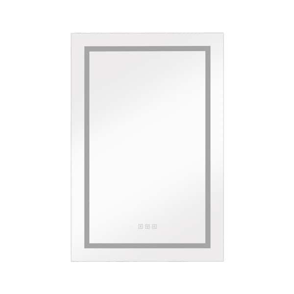 Unbranded 24.01 in. W x 36 in. H Silver Right Aluminum Recessed/Surface Mount Medicine Cabinet with Mirror and w/Defogger Dimmer