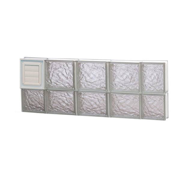 Clearly Secure 34.75 in. x 13.5 in. x 3.125 in. Frameless Ice Pattern Glass Block Window with Dryer Vent