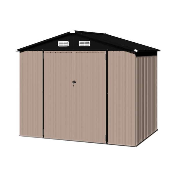 Sizzim Brown 8 ft. W x 5.3 ft. D Metal Shed with Subfloor Channels
