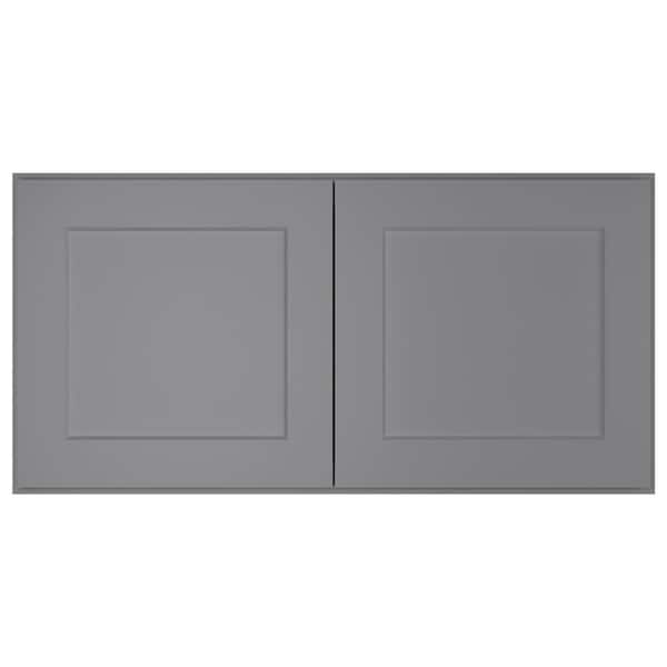 36 in. W X 24 in. D X 18 in. H in Shaker Grey Plywood Ready to Assemble Wall Bridge Kitchen Cabinet with 2 Doors
