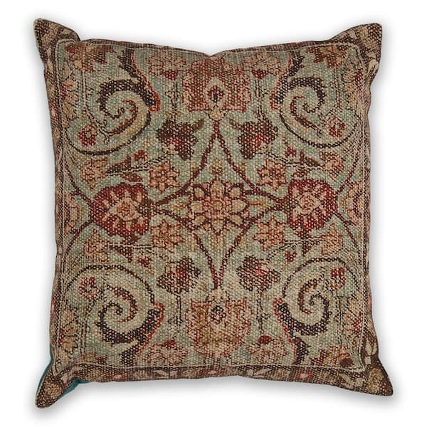 Kas Rugs Rustic Chic Blue Geometric Hypoallergenic Polyester 18 in. x 18 in. Throw Pillow