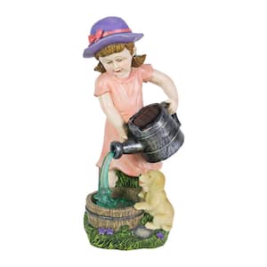 12 in. Solar Girl Pouring Water Garden Statue