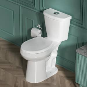20 in. ADA Height Toilet 2-Piece 1.1/1.6 GPF Dual Flush Round Heightened Toilet in White Soft-Close Seat 12 in. Rough In