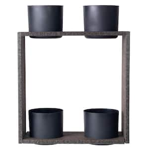 Urban Garden 2 12 in. Coffee Brown Composite Resin Garden Case with 4-Pots Wall Planter (2-Pack)