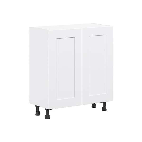 J Collection Wallace Painted Warm White Assembled Corner Wall Kitchen Cabinet with Glass Door (24 in. W x 30 in. H x 14 in. D)