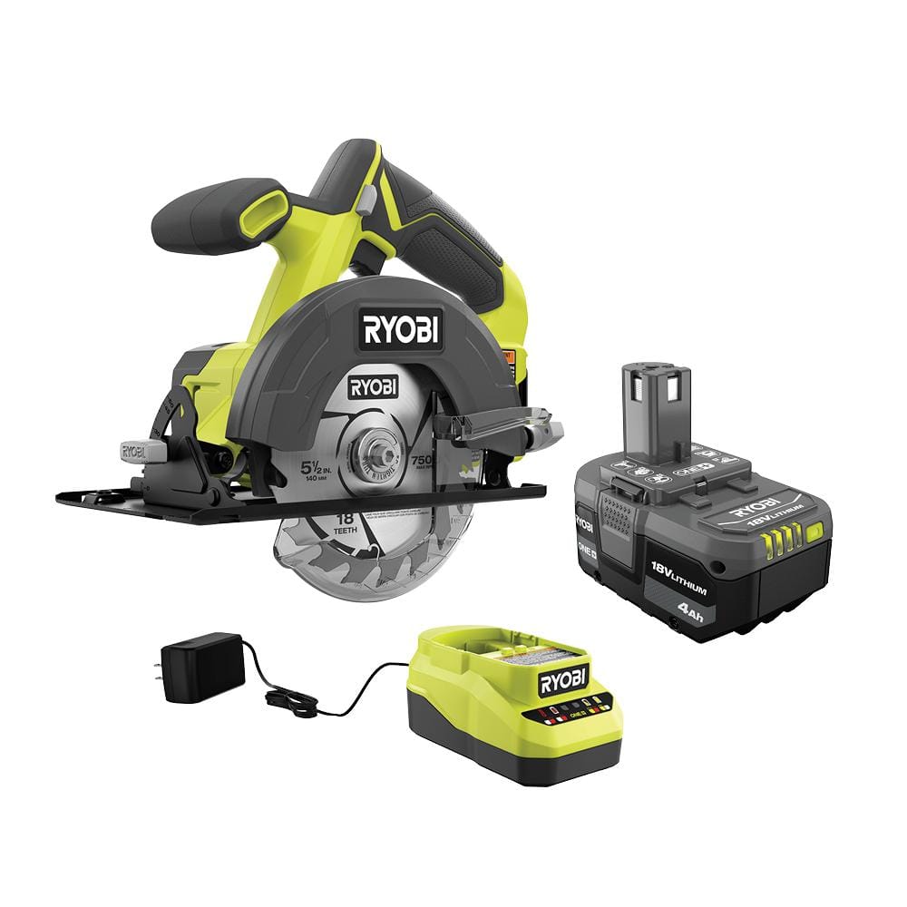 Limited Mindful Pligt RYOBI ONE+ 18V Cordless 5-1/2 in. Circular Saw Kit with 4.0 Ah Battery and  Charger PCL500K1 - The Home Depot