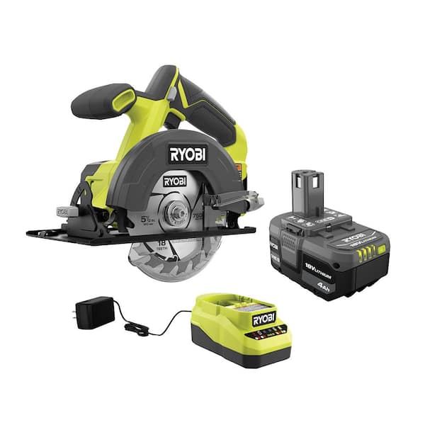 RYOBI ONE+ 18V Cordless 5-1/2 in. Circular Saw Kit with 4.0 Ah Battery and Charger