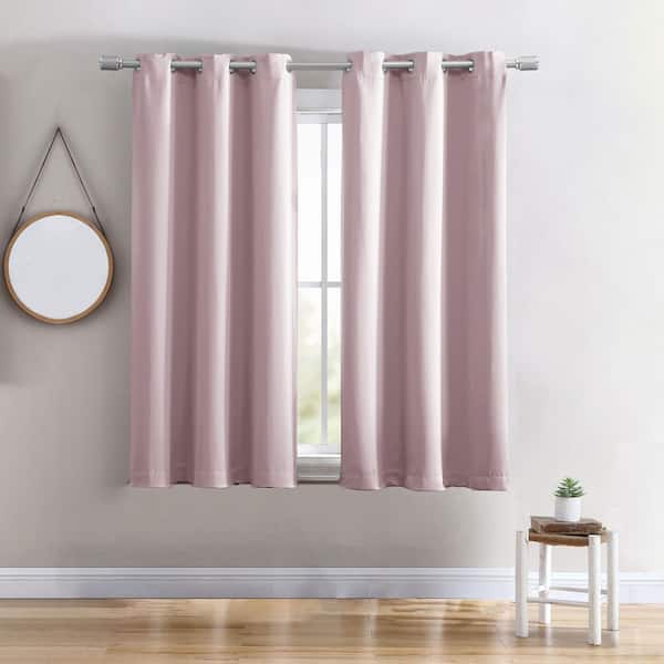 swift home 40 in W X 63 in L Grommet Top Single Panel Energy Saving Blackout Curtain in Blush