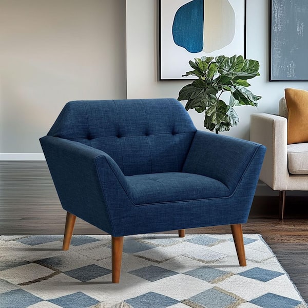 INK+IVY Newport Blue Tufted Lounge Arm Chair II100-0063