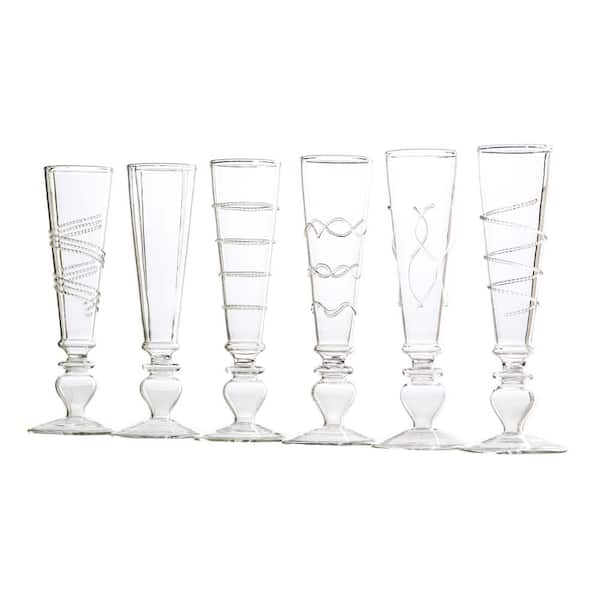 Abigails Footed Razzle Dazzle Flutes with Clear Accents (Set of 6)