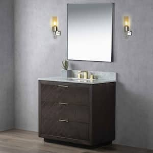 36 in. W x 22 in. D x 34.3 in. H Single Sink Freestanding Bath Vanity in Coffee with White Carrara Marble Top