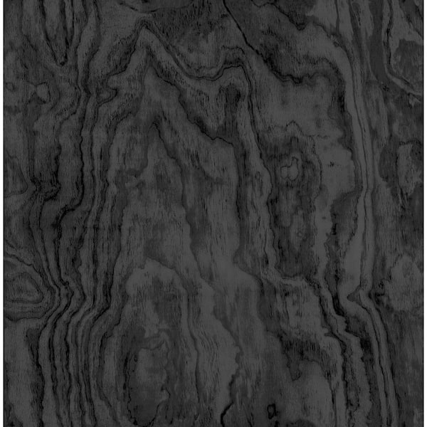 Ashley Stark Black Sloane Wood Peel and Stick Wallpaper Sample