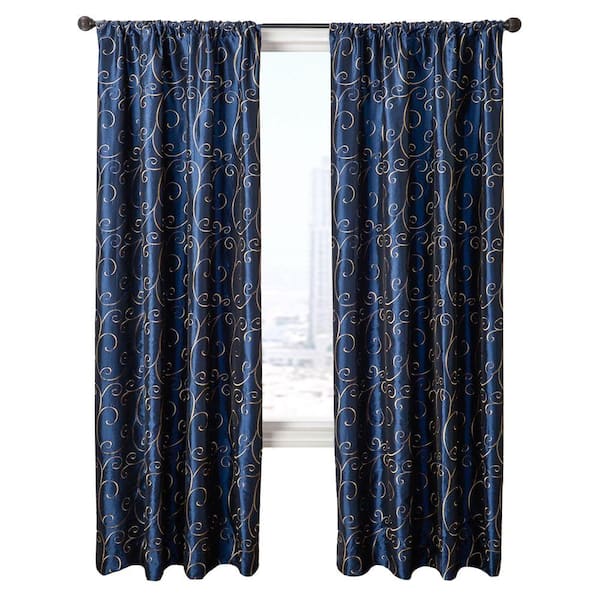 null Sheer Navy Chateau Rod Pocket Curtain - 54 in.W x 84 in. L