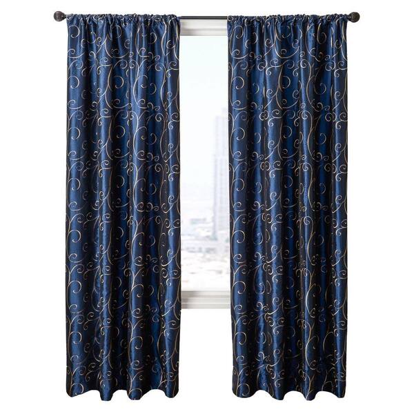 null Sheer Navy Chateau Rod Pocket Curtain - 54 in.W x 96 in. L