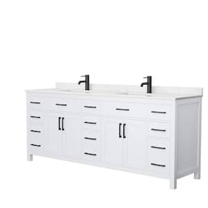 Beckett 84 in. W x 22 in. D x 35 in. H Double Sink Bath Vanity in White with Carrara Cultured Marble Top