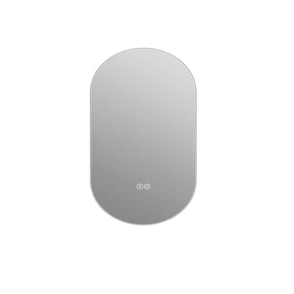 Avex 30 in. W x 48 in. H Oval Frameless LED Touch Screen Anti-fog Wall Mirror with 3 Color Lighting