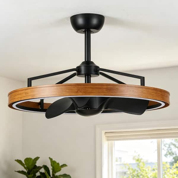 27 in. Black Farmhouse Ceiling Fan with Light Dimmable LED Rustic Fandelier Bedroom Ceiling Fan Chandelier