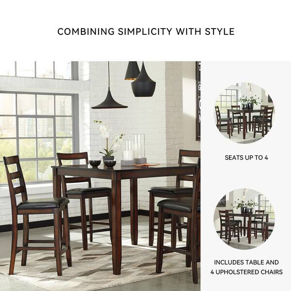Signature DESIGN BY ASHLEY Coviar 5-Piece Square Brown Wood Signature DESIGN BY ASHLEY Coviar 5-Piece Square Brown Wood