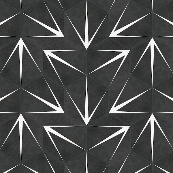 Merola Tile Trident Hex Nero 8-5/8 in. x 9-7/8 in. Porcelain Floor