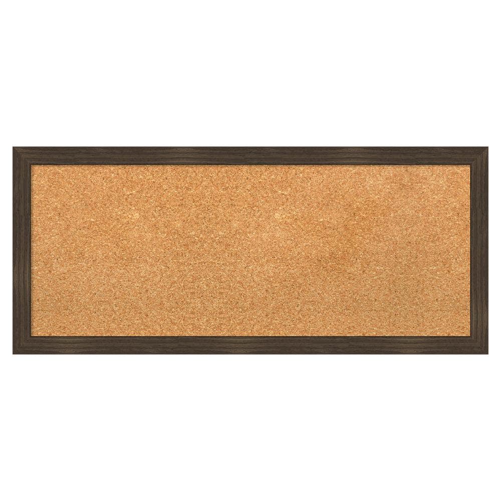 Amanti Art Woodgrain Stripe Chocolate Wood Framed Natural Corkboard 32 