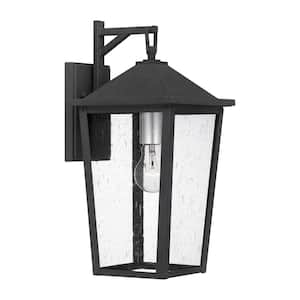 Stoneleigh 1-Light Mottled Black Hardwired Outdoor Wall Lantern Sconce